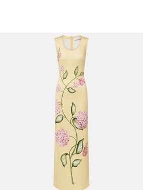 Oscar de la Renta Porcelain Flower jersey maxi dress
